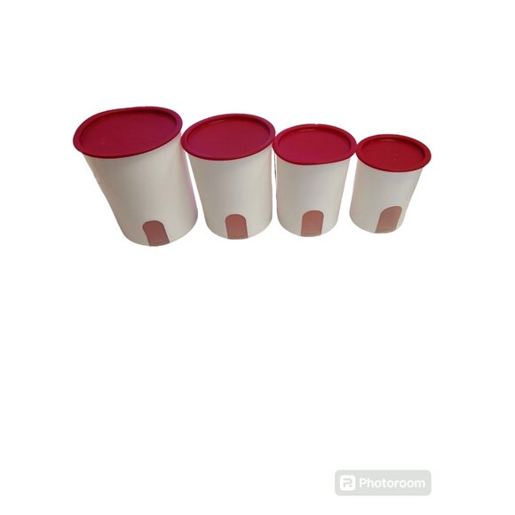 Set of 4 Tupperware Large Storage Containers Nesting 2416B 2418B 2420D 2422B Red - Picture 1 of 8